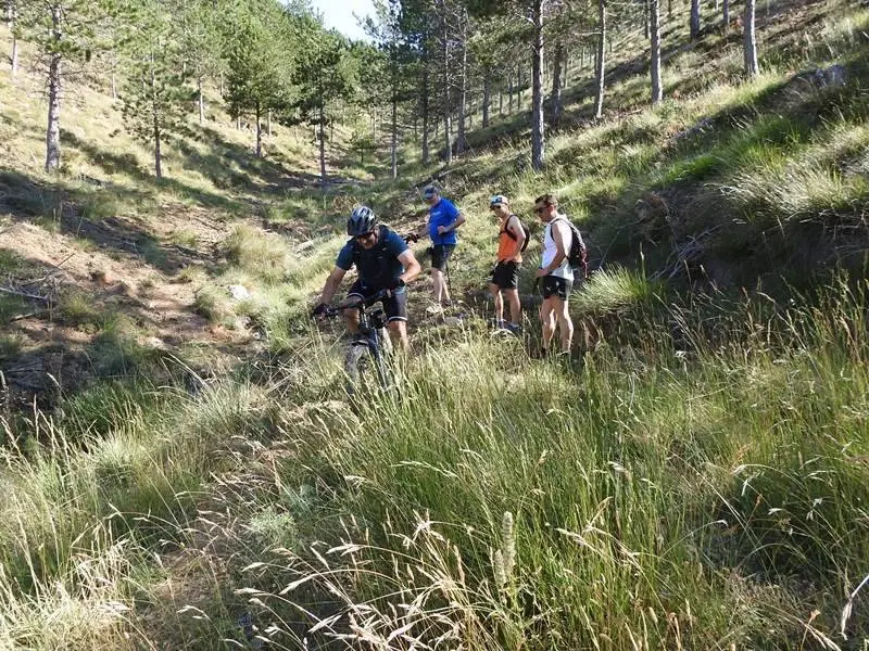 Un ciclista por terreno t&eacute;cnico