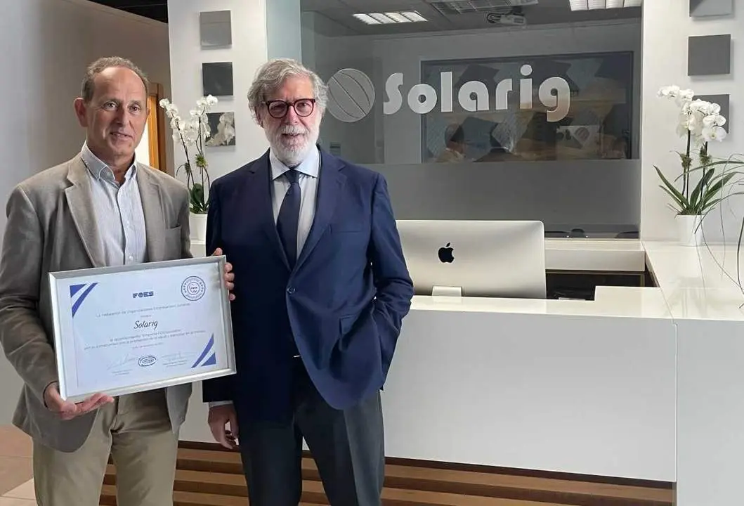 FOES concede a Solarig el Sello Empresa FOESaludable por su trabajo a favor de la salud y bienestar laboral