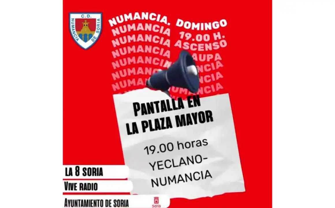 Yeclano-Numancia. Pantalla gigante en la Plaza Mayor