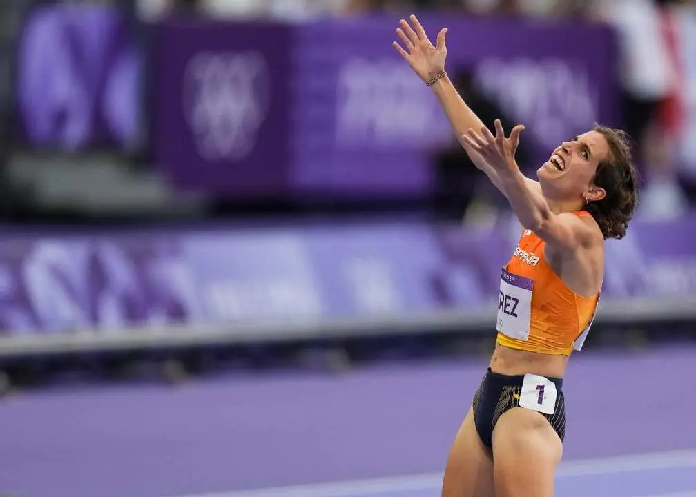 Marta P&eacute;rez nada m&aacute;s batir el r&eacute;cord de Espa&ntilde;a. Foto Sportmedia