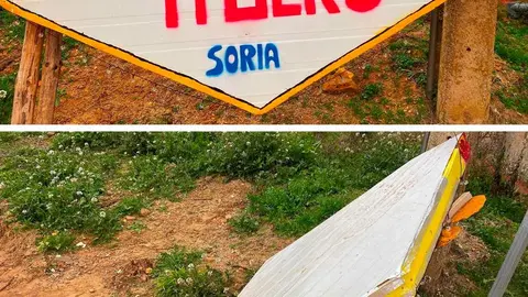 Cartel de Ituero destrozado