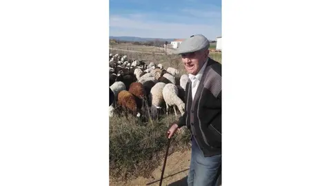 Gabriel de Diego con 101 a&ntilde;os, con las ovejas