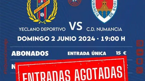 Agotadas las entradas para no abonados del Yeclano-Numancia