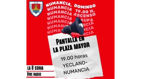Yeclano-Numancia. Pantalla gigante en la Plaza Mayor