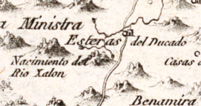 Mapa de Soria de 1783. Nacimiento del Jalón